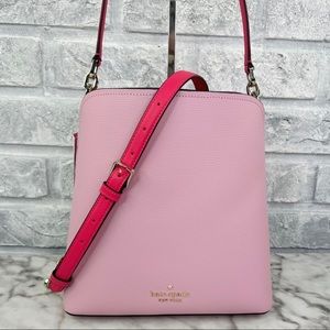 Kate Spade Darcy Colorblock Palm Pink Large Bucket Bag Crossbody